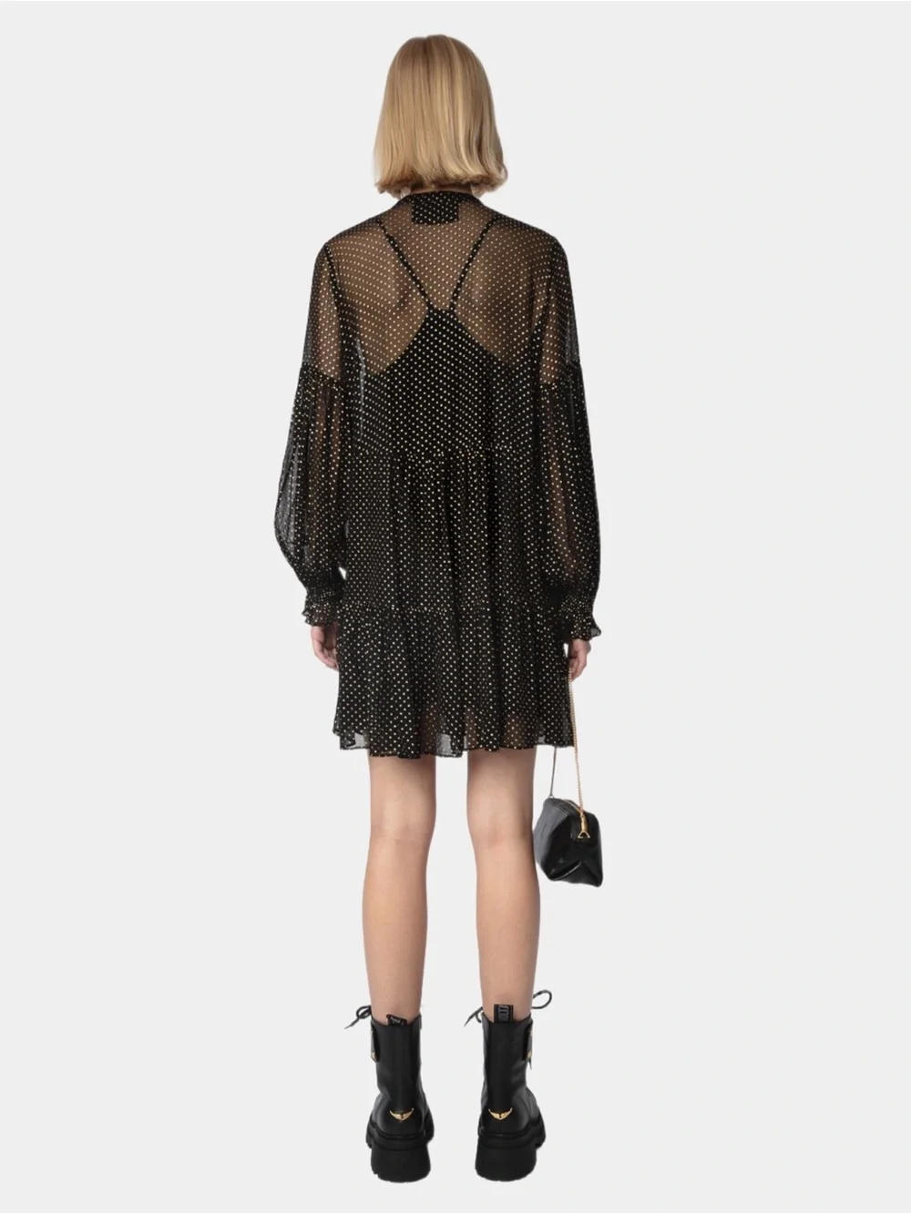 Zadig & Voltaire Randy Mousseline Sparle Noir Dress - Picture 2 of 13